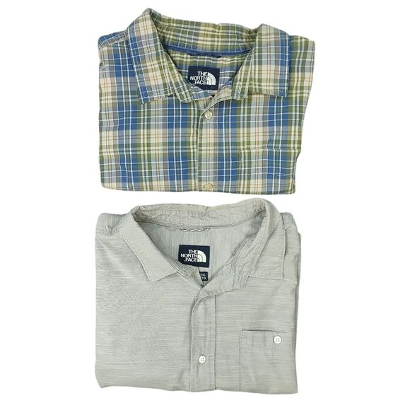 Lot x2 The North Face Mens XXL Short Sleeve Button Up Shirts Outdoor Hiking - Picture 1 of 16